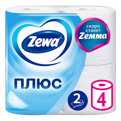 Zewa Плюс Туалетная бумага Классическая 2сл 4шт