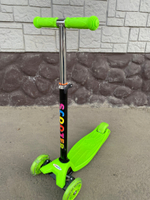 Самокат детский 3-х колесный (2 св. п 120 мм, з 80 мм) руль 54-84 см до 40 кг, зеленый U000006Y