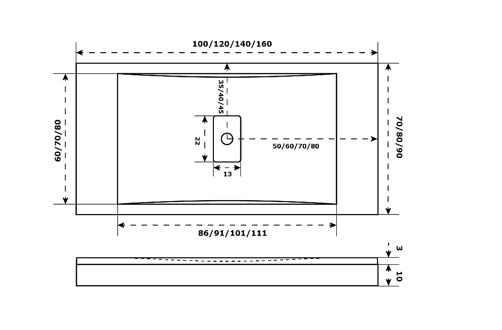 Поддон литьевой Good Door Flow 90x160 Графит