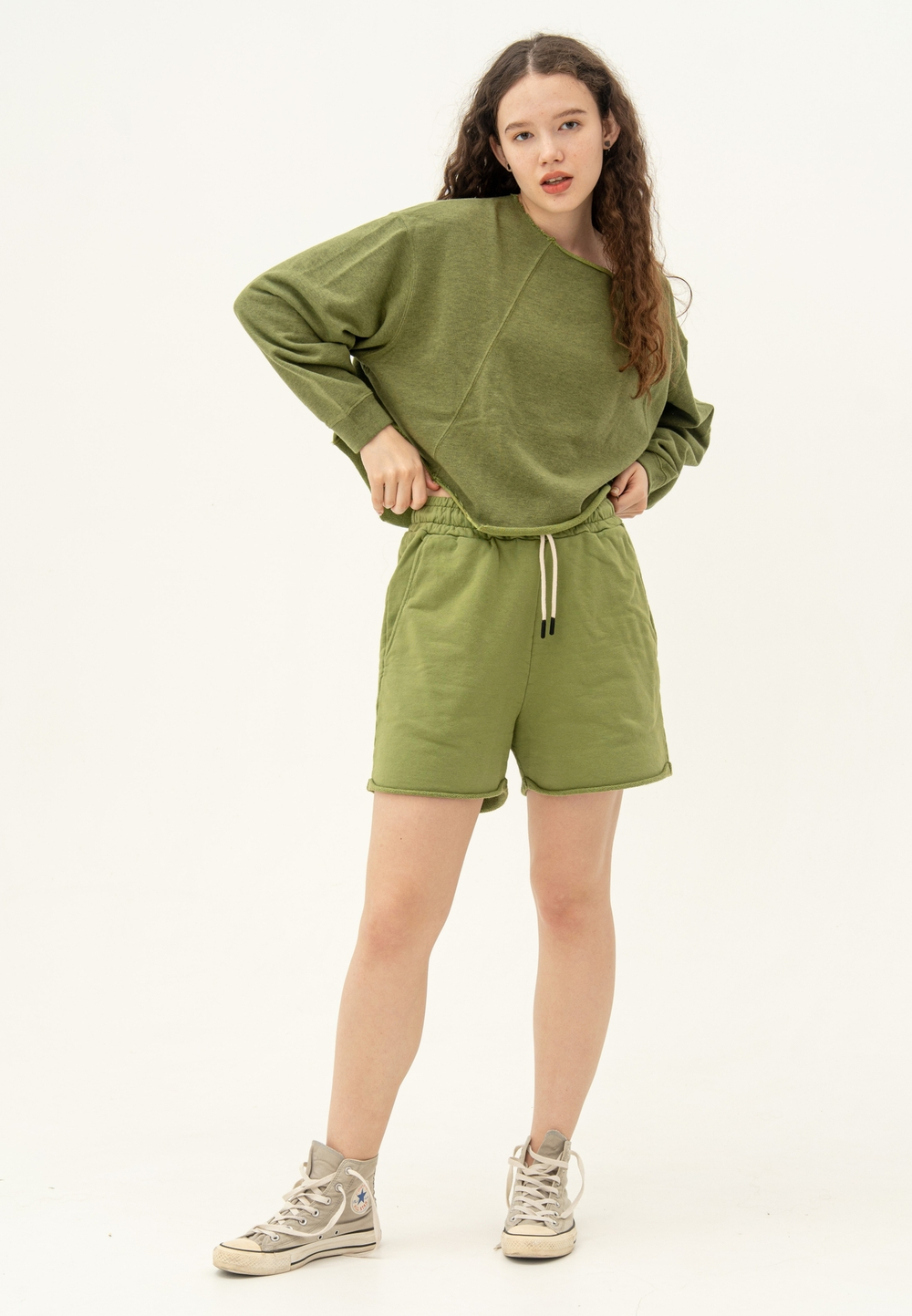 Свитшот оверсайз Bowery NYC Crop Military