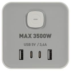 Сетевой фильтр ЭРА TWR-8es-1,5m-4USB-W башня с защитой заземлением с выключателем 8 розеток+4xUSBA+C 1,5м 16А белый