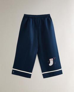 ZARA HOME ДЕТСКАЯ ПИЖАМА С РОЖДЕСТВЕНСКОЙ ВЫШИВКОЙ, СИНИЙ