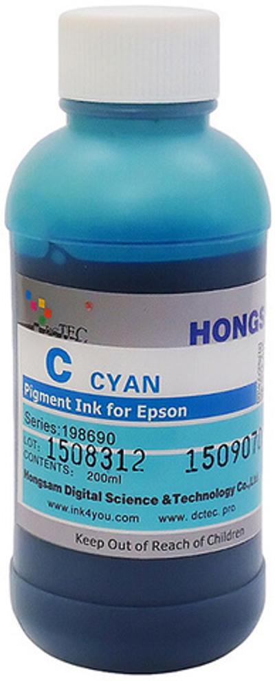 Чернила DCTec — HONGSAM пигментные для Epson серия: 198690 - Cyan (Голубой) 200 мл.