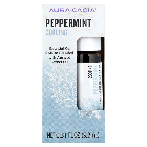 Aura Cacia, шариковая смесь эфирных масел, охлаждающая, перечная мята, 9,2 мл (0,31 жидк. унции)