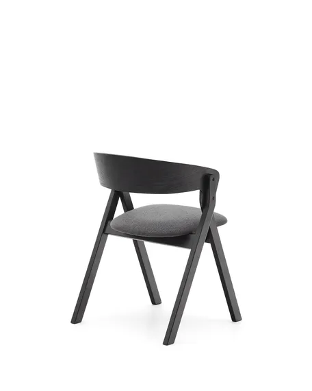 Стул Godia из дерева с черной отделкой и серым шениллом