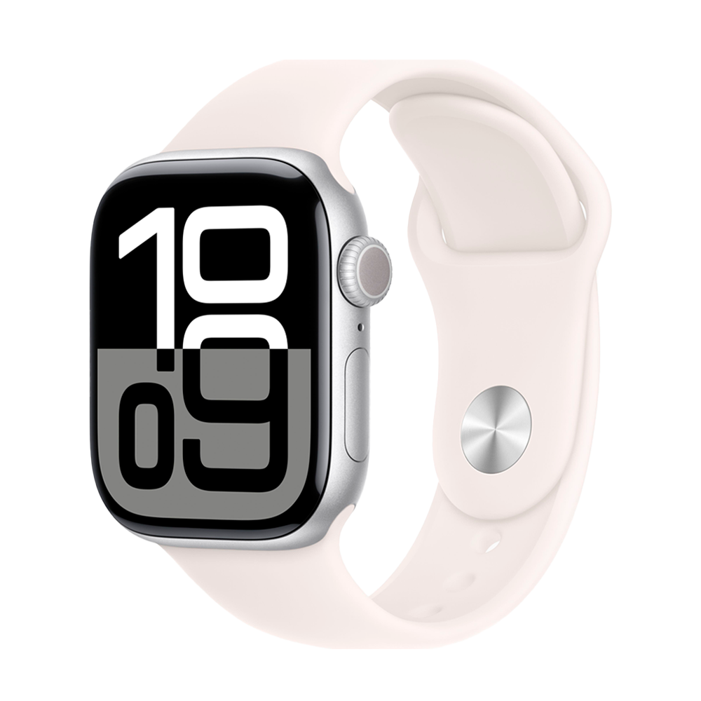 Умные часы Apple Watch Series 10 GPS, 42mm, Silver Aluminium Case with Sport Band M/L, Light Blush (Серебристый)