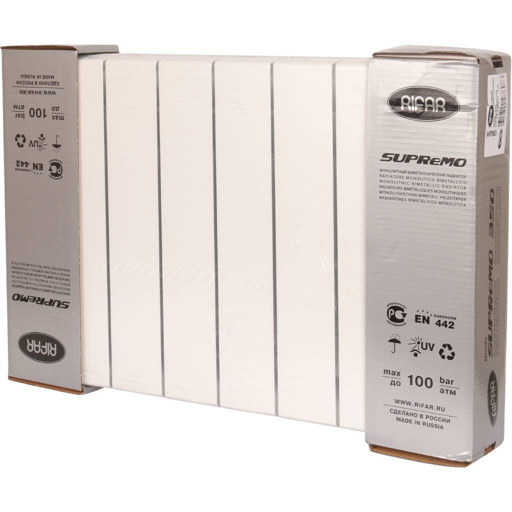 RIFAR SUPReMO VENTIL 350 SVR  8 секций радиатор биметаллический нижнее правое подключение (белый)
