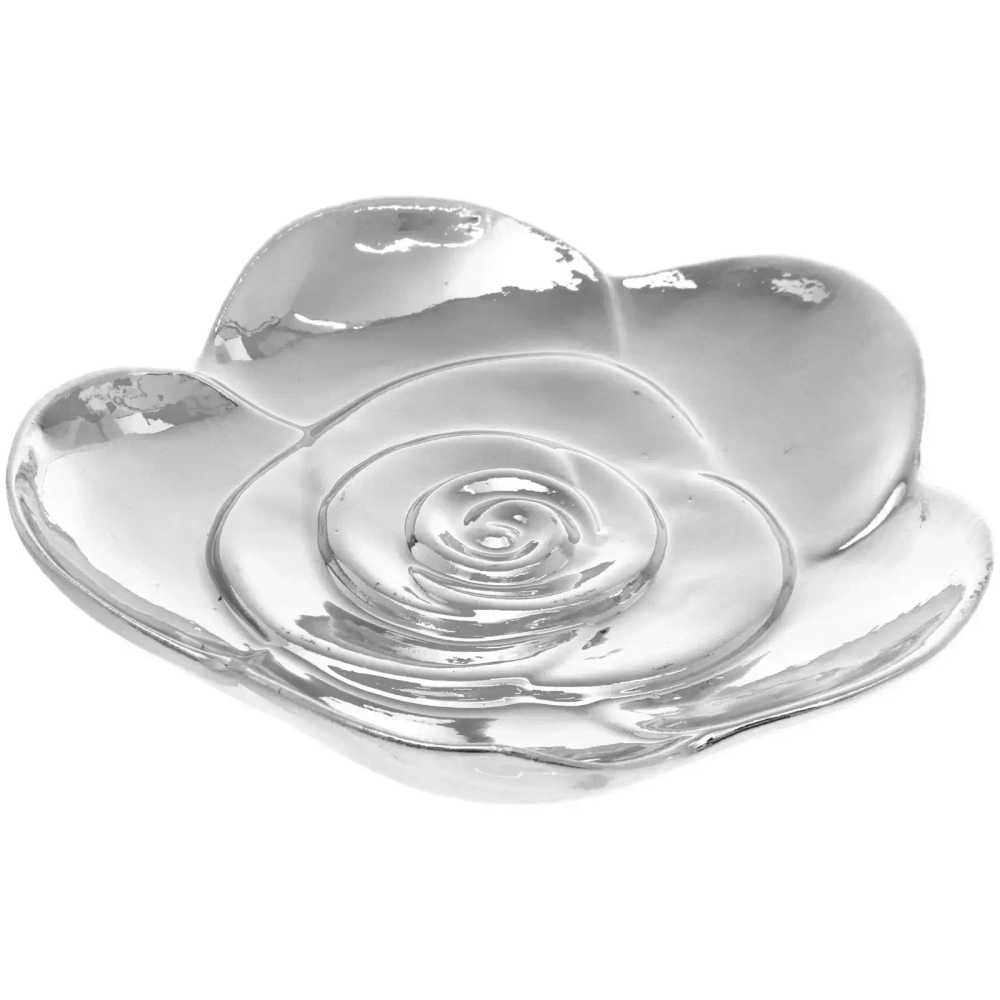 Подставка керамическая «GOLD Podarok», пион, цвет серебро, 17*17см (упаковка индив. пленка)