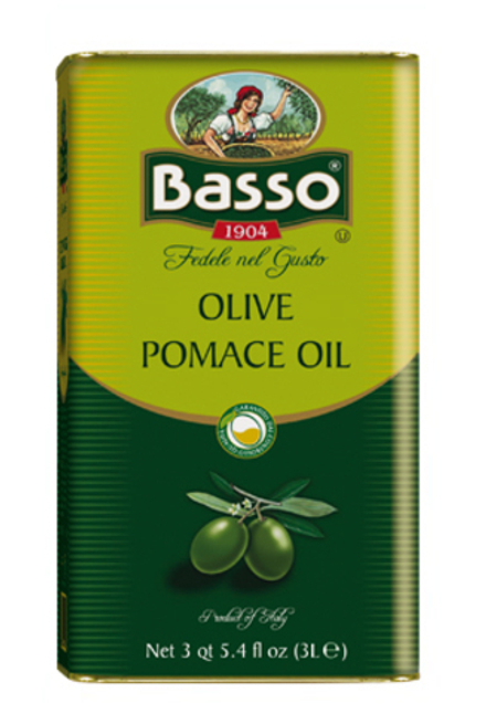 Оливковое масло BASSO Pomace Для жарки Рафинированное 3 литра в жестяной банке-канистре Италия
