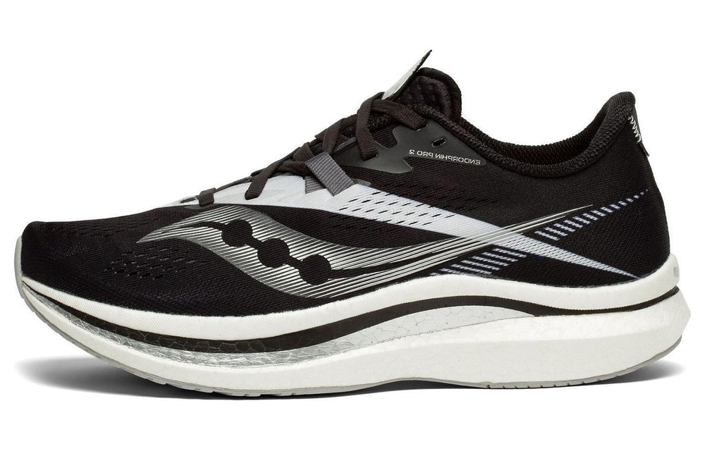 Saucony Endorphin Pro 2 Coffee Peng Elite professional competition racing fabric shock absorption, wear-resistant, breathable, wrapping, balanced, lightweight, rebound, low-cut carbon board training running shoes, men's black and white