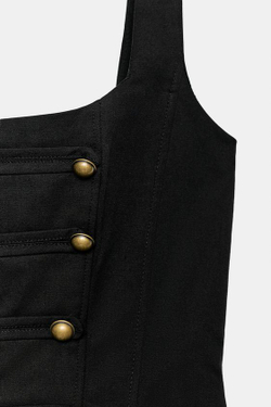 ZARA ТОП-КОРСЕТ НА ПУГОВИЦАХ, ЧЕРНЫЙ