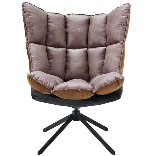 Кресло Husk с низкой спинкой, коричневое с серым