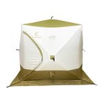 Палатка зимняя куб СЛЕДОПЫТ &quot;Premium&quot; 2,1х2,1 м, S по полу 4,4 кв.м, 3 слоя,  2 двери, цв. олив/бел