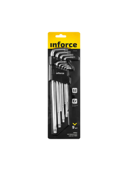 Набор экстра-длинных ключей Inforce TORX 9 штук, Т10-Т50, 06-05-96