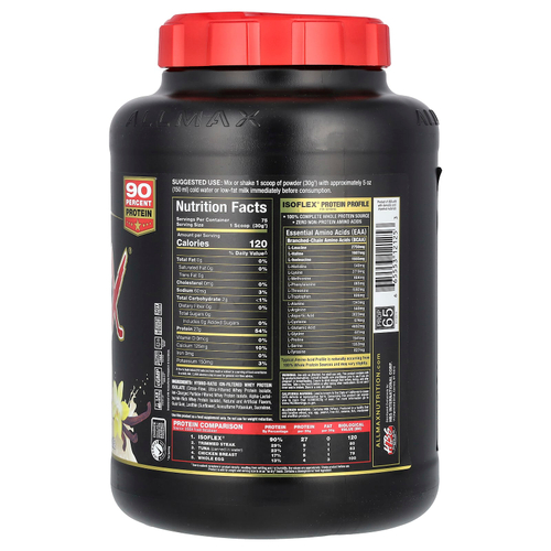 ALLMAX, ISOFLEX®, чистый изолят сывороточного протеина, ваниль, 2,27 кг (5 фунтов)