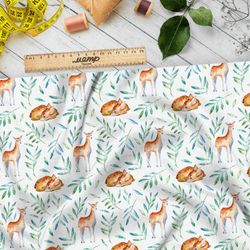 Ткань поплин акварельные оленята