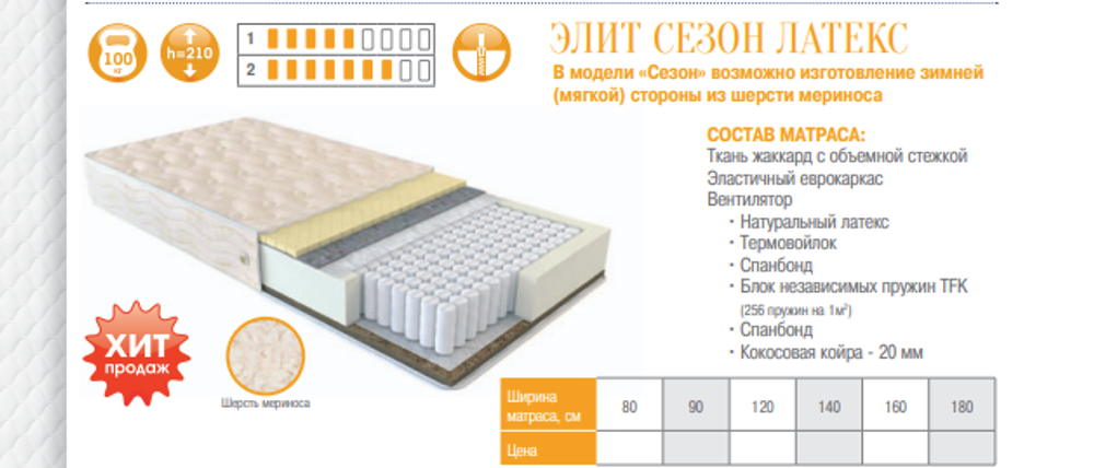 МАТРАС ЭЛИТ СЕЗОН ЛАТЕКС