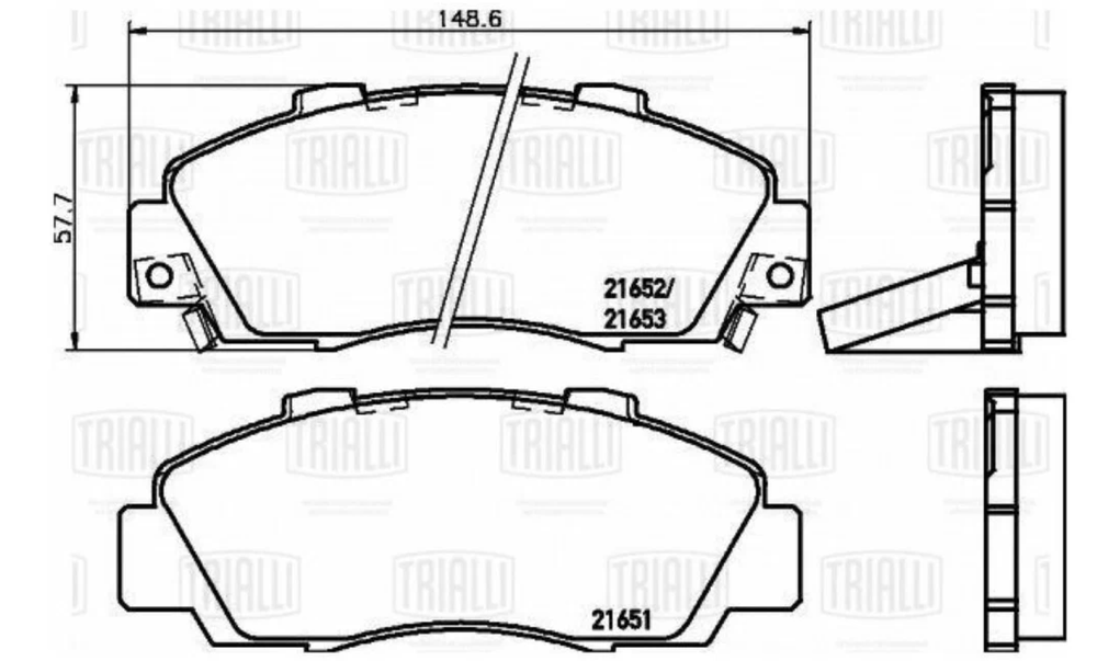 Колодки тормозные для автомобилей Honda CR-V (95-) дисковые передние TRIALLI PF2303