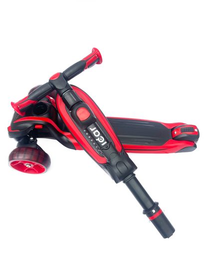 Самокат-беговел со светящимися колёсами 3 в 1 Scooter Micar Moby Black-Red