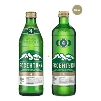 Вода газированная Ессентуки № 4 минеральная природная лечебно-столовая в стекле, 0,45 л