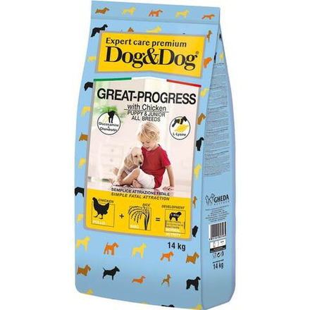 Сухой корм Dog&Dog Expert Premium Great-Progress с курицей для щенков 14 кг