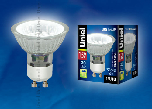 LED-JCDR-SMD-1,5W/NW/GU10 105 lm Светодиодная лампа. Картонная упаковка.