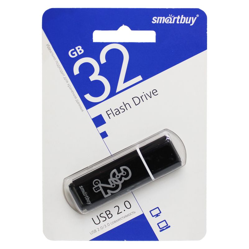 Флеш-накопитель USB  32GB  Smart Buy  Glossy  чёрный