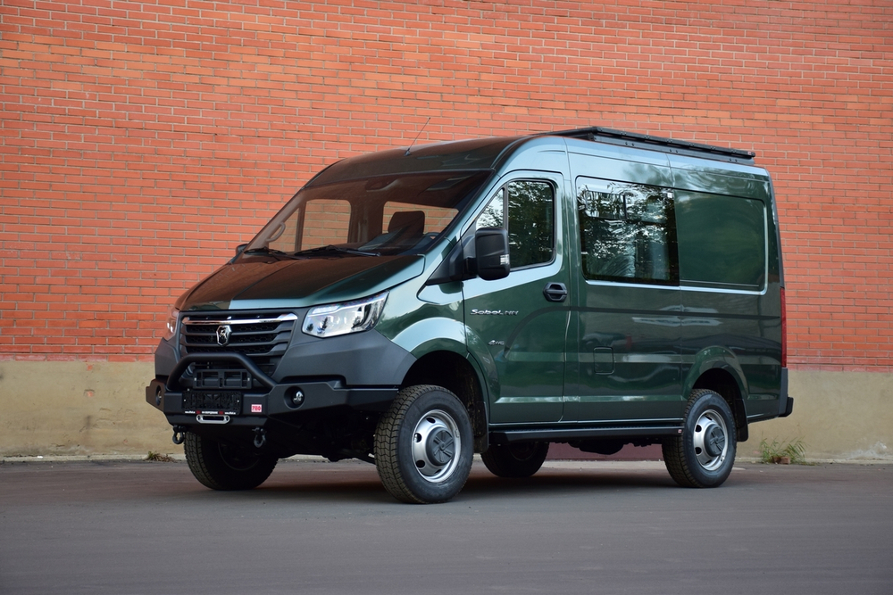 Бампер силовой передний для ГАЗ Соболь NN под штатные фары, с центральной защитной дугой, стандарт РИФ