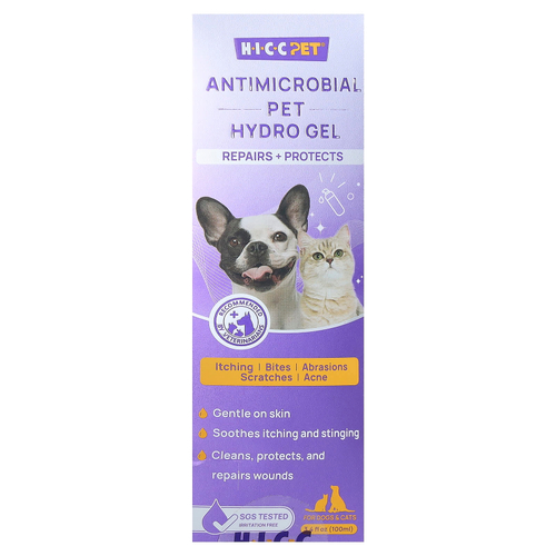 HICC Pet, гидрогель для животных, противомикробный, для собак и кошек, 100 мл (3,4 жидк. унции)