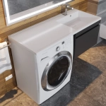 Тумба под стиральную машину с раковиной Uperwood Magenta 60/120 см, подвесная, черная, выдвижной ящик, правая
