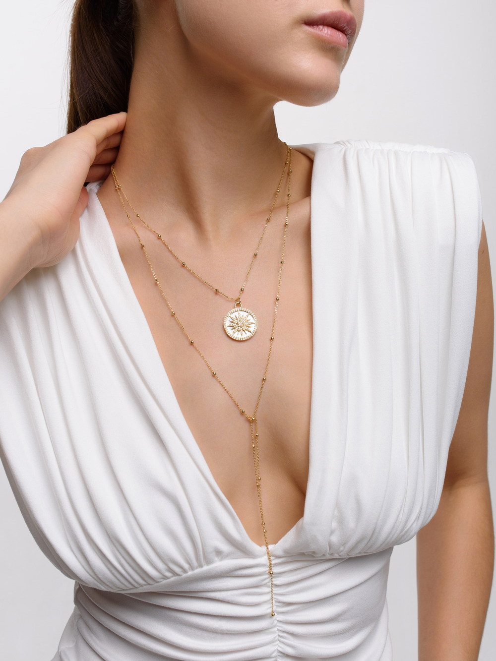Колье "Sun white pearl" Gold