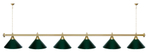 Лампа STARTBILLIARDS 6 пл. (плафоны зеленые,штанга золотая,фурнитура золото)
