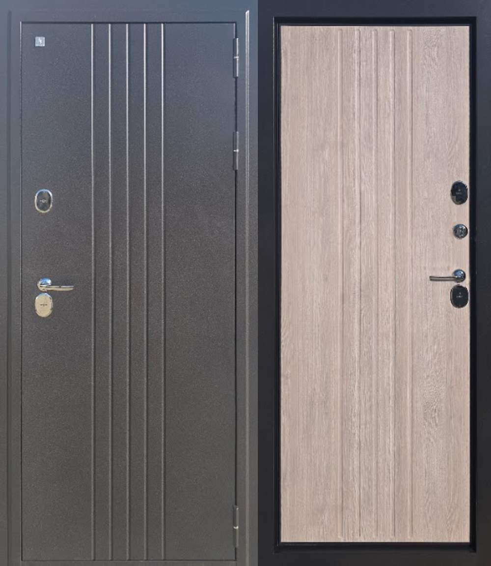 Дверь входная с терморазрывом Т90 Графит букле - Седой дуб