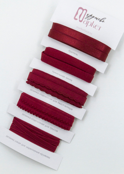 Подборка бордовых бельевых резинок + застежка для бюстгальтера текстильная