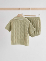 Рубашка и шорты вязаные в комплекте для малышей Next E81-347, Хаки