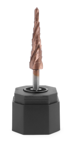 Ступенчатое сверло MESSER HSS CO 4-12х9 с кобальтовым покрытием и тремя спиральными канавками.