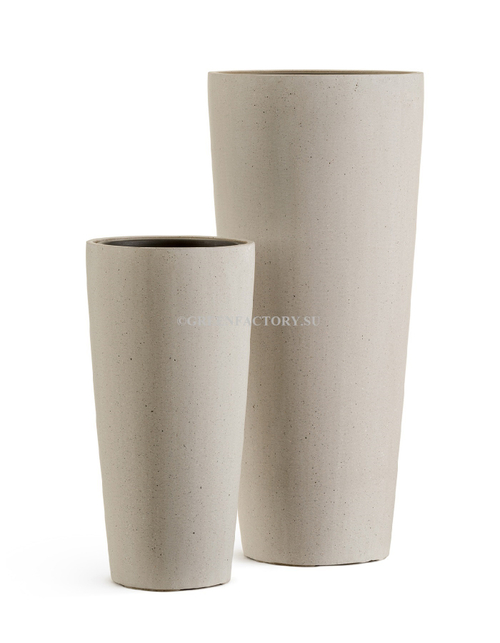 Кашпо TREEZ Effectory - Beton - Высокий конус - Белый песок