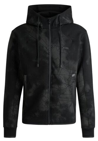 Мужская теннисная кофта BOSS Zip-Up With Decorative Reflective Artwork - черный
