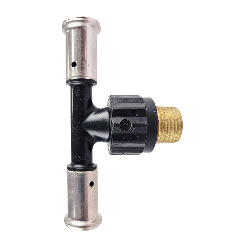 Пресстройник 16х1/2х16 НР (черный пластик)