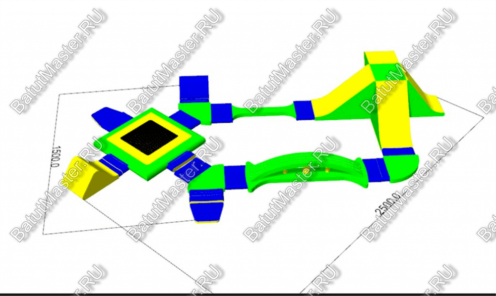 Надувной аквапарк на воде «Забавные горки» 25×15×3 м