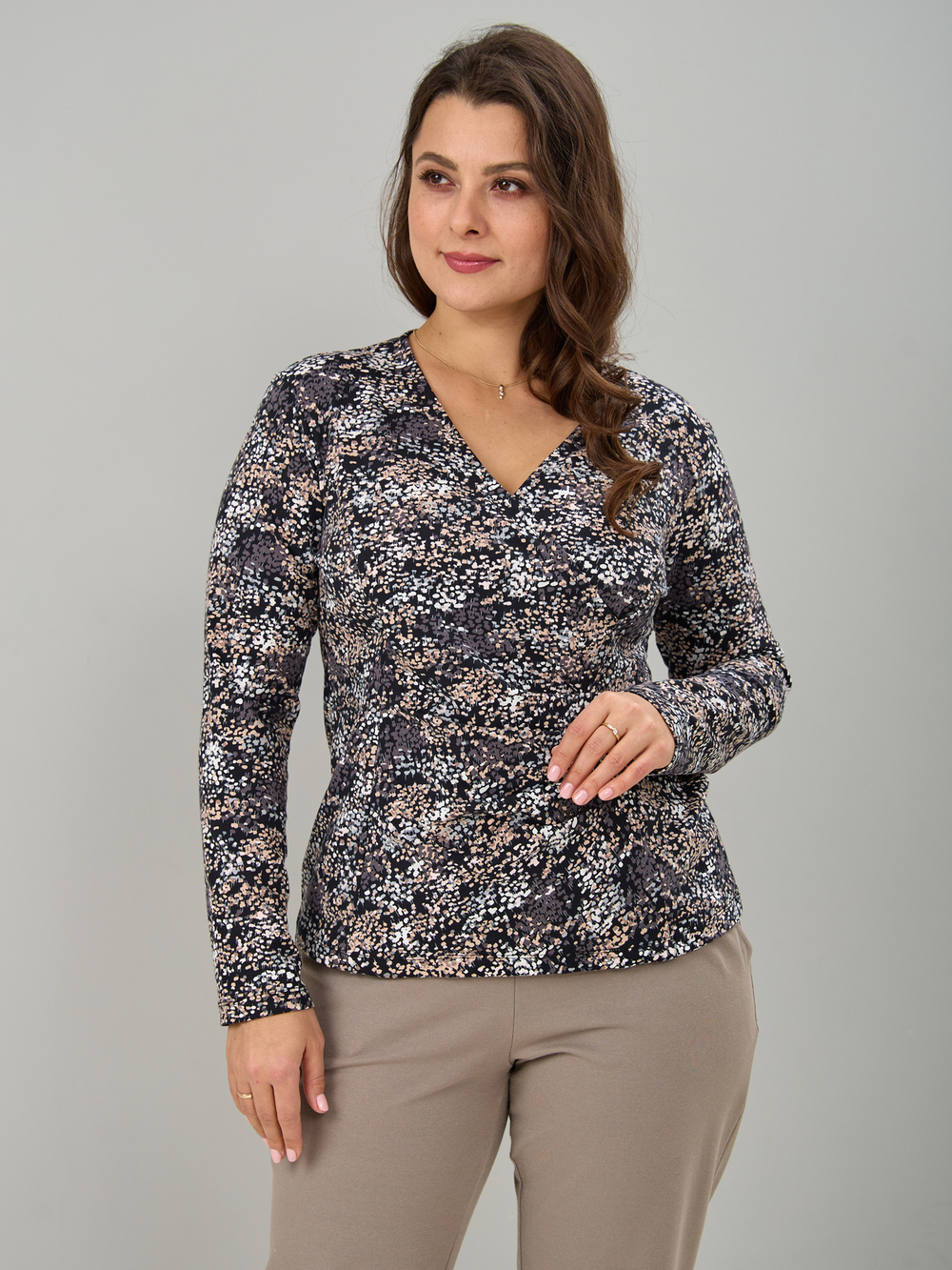 Блузка БЛкл-079/черный-бежабстракция