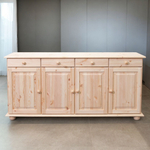 Тумба Лена 4-дверная из массива сосны, с ящиками (нижняя часть буфета Лена), в натуральной отделке