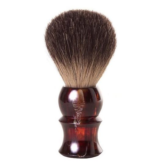 Помазок для бритья Mondial, пластик, ворс барсука, рукоять - темно-коричневый цвет