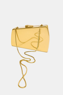 ZARA СУМКА-ШКАТУЛКА ИЗ МЕТАЛЛА, ЗОЛОТИСТЫЙ