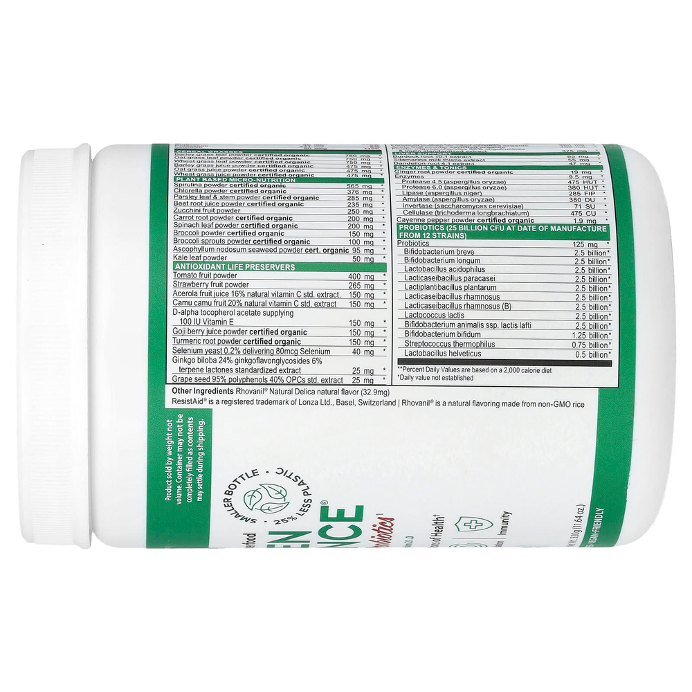 Vibrant Health, Green Vibrance +25 млрд пробиотиков, версия 19.1, 337 г (11,92 унции)