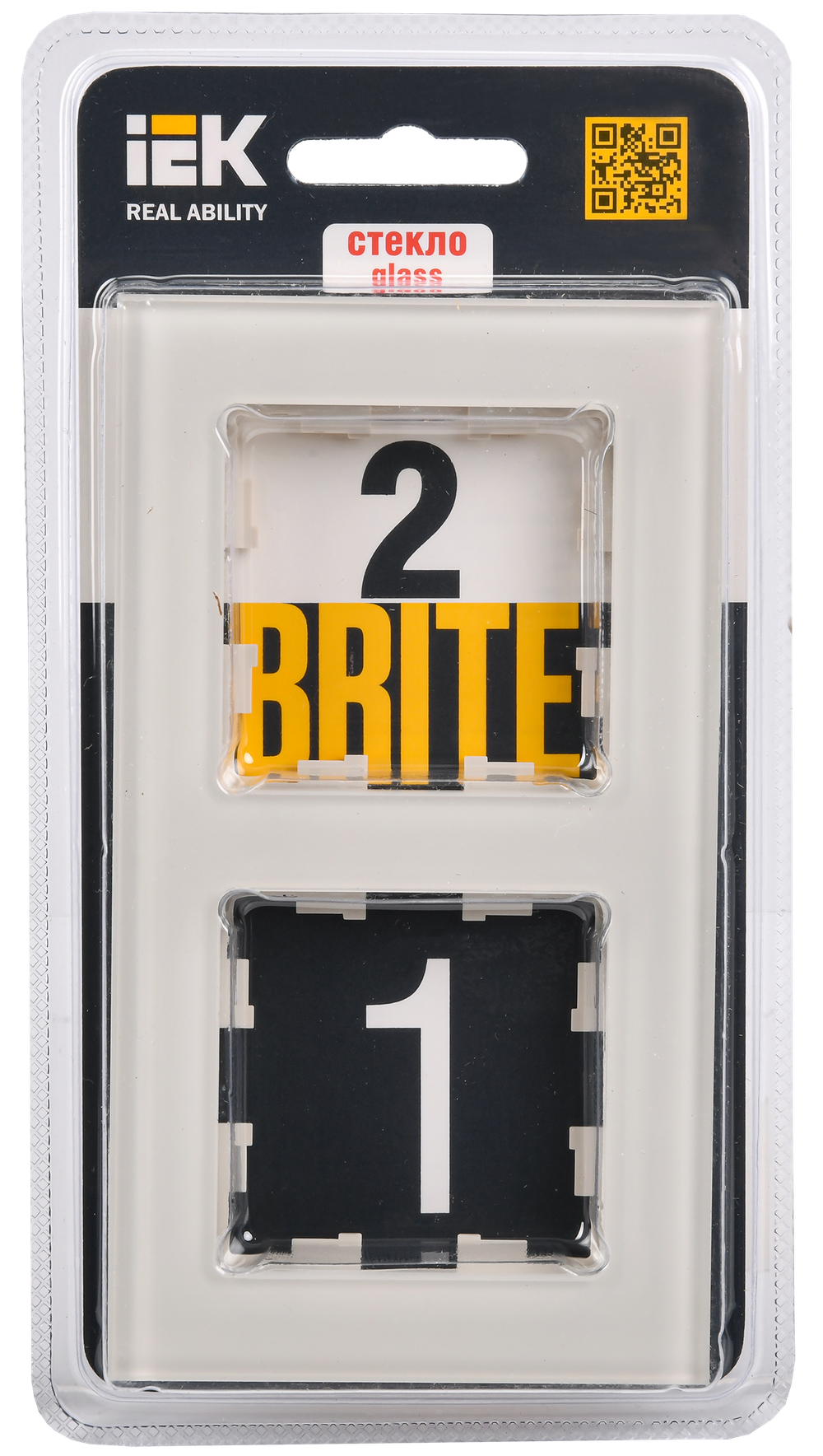 BRITE Рамка 2 -местная РУ-2-2-БрВа стекло ванильный IEK