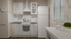 Кухонный гарнитур Алина мини 1000 мм, каркас ЛДСП, фасад ЛДСП; Стекло, Белый/Пайн белый