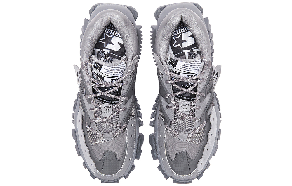 STARTER Mesh, Leather Slip Resistant Abrasion Resistant Low top Chunky Sneakers Men"s Gray