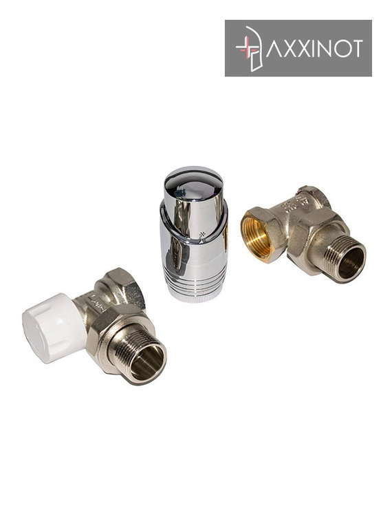 Угловой набор подключения 3/4 Axxinot с термоголовкой Delta