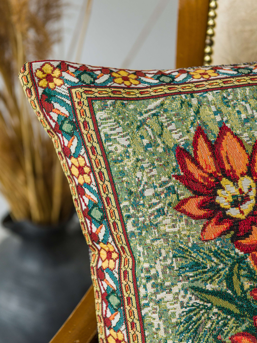 Наволочка гобеленовая для декоративной подушки (38х38) Оранжевое лето